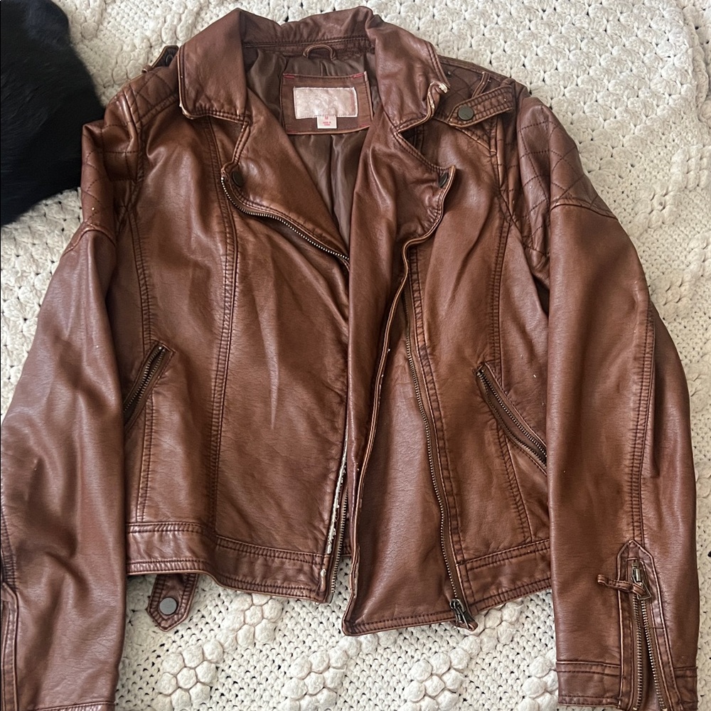 Brown Leather Distressed Jacket